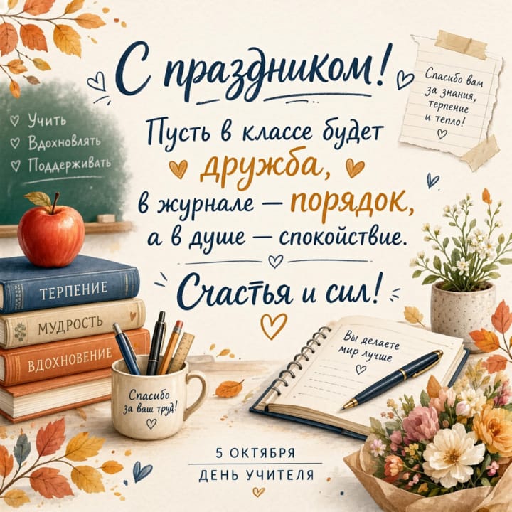 классному руководителю с Днем учителя, открытка №7