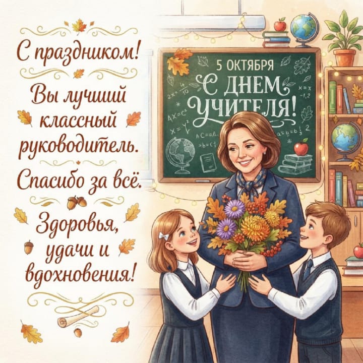 классному руководителю с Днем учителя, открытка №8