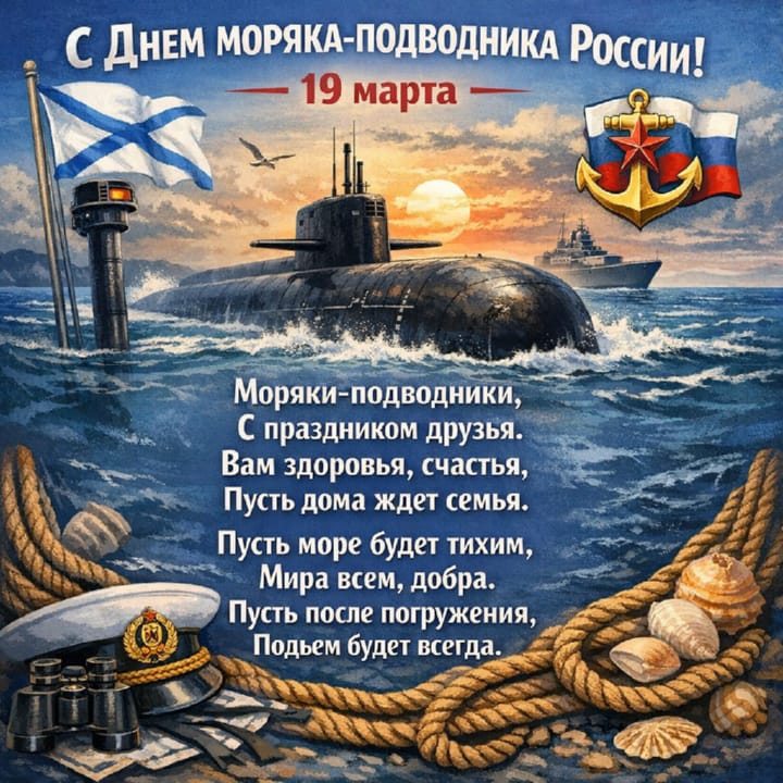 красивая открытка №47 с днем моряка-подводника России