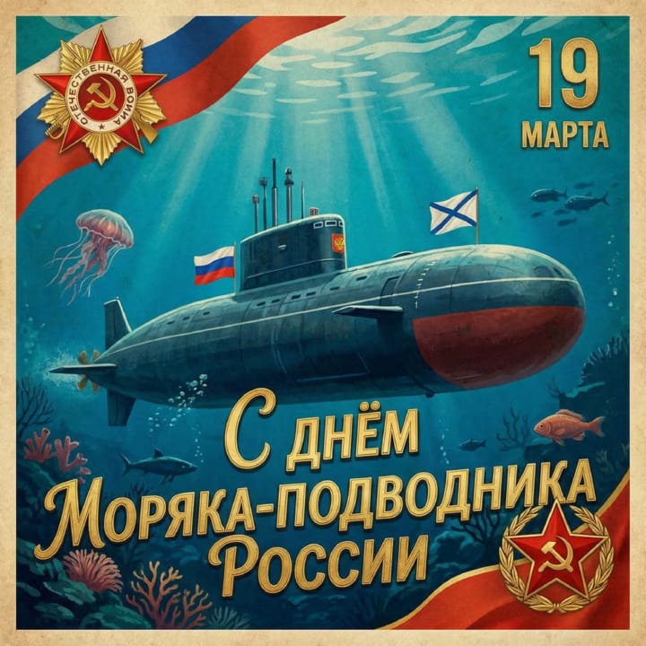 красивая открытка №48 с днем моряка-подводника России