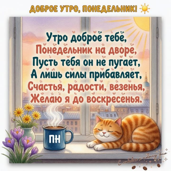 с добрым утром понедельника, открытка №1