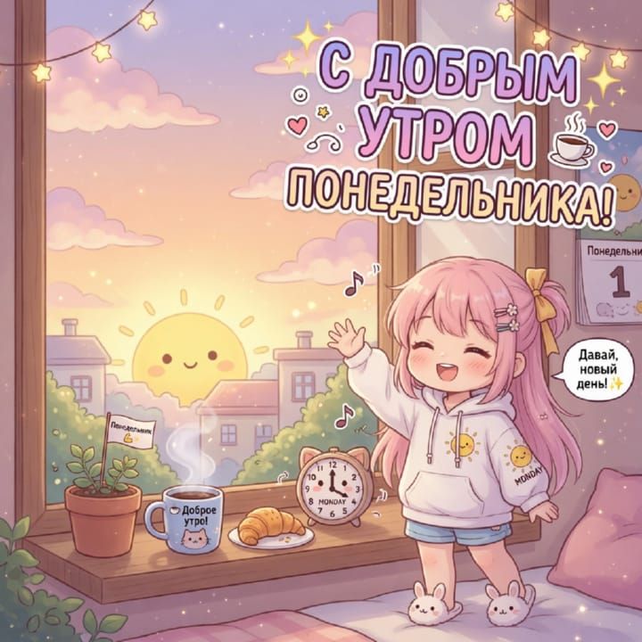 с добрым утром понедельника, открытка №12