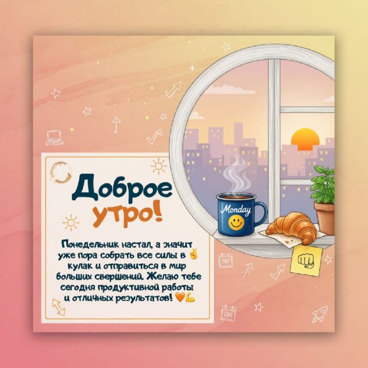 с добрым утром понедельника, открытка №34