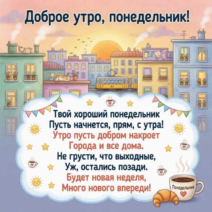 с добрым утром понедельника, открытка №4
