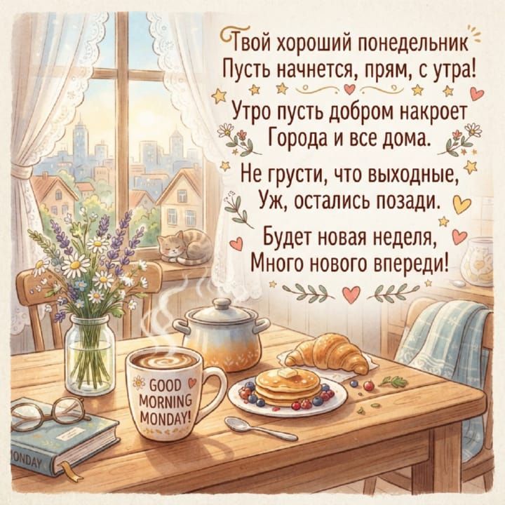 с добрым утром понедельника, открытка №71