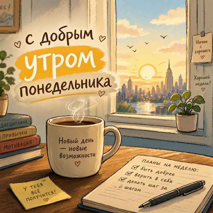 с добрым утром понедельника, открытка №80
