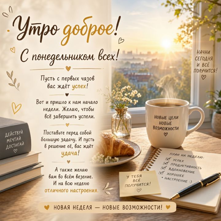 с добрым утром понедельника, открытка №98