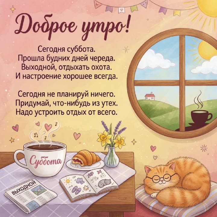 с добрым утром субботы, открытка №29