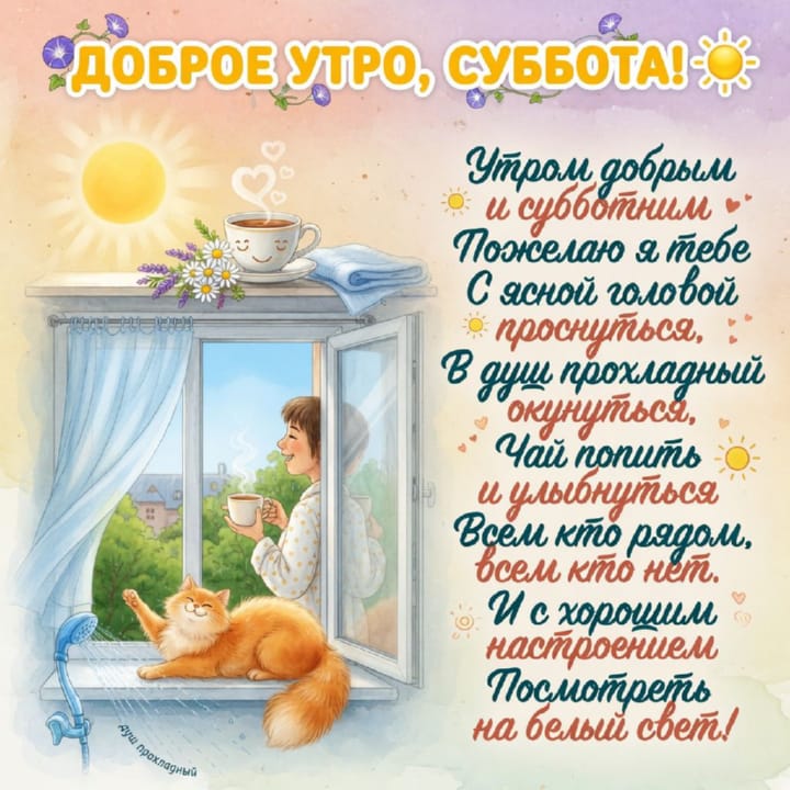 с добрым утром субботы, открытка №52