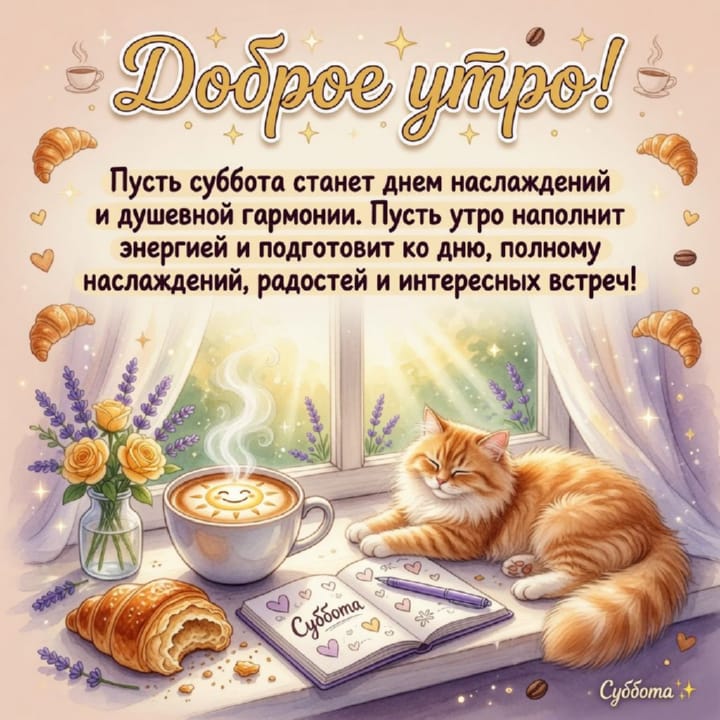 с добрым утром субботы, открытка №54