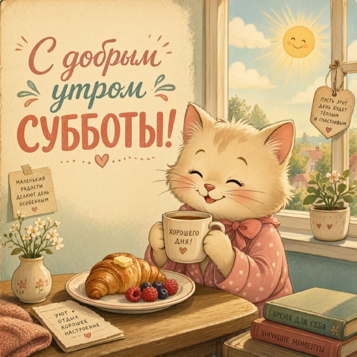 с добрым утром субботы, открытка №63
