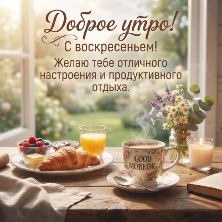 с добрым утром воскресенья, открытка №32