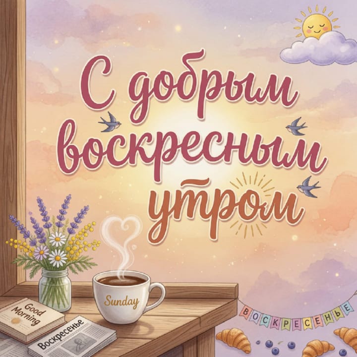 с добрым утром воскресенья, открытка №36