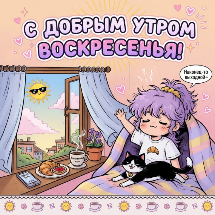 с добрым утром воскресенья, открытка №39