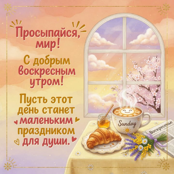 с добрым утром воскресенья, открытка №82