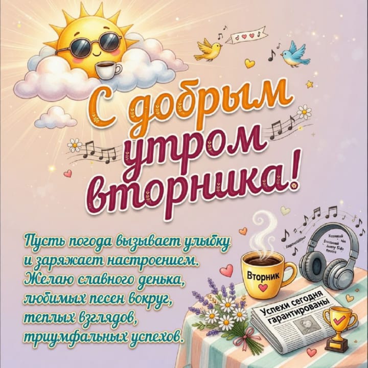 с добрым утром вторника, открытка №1