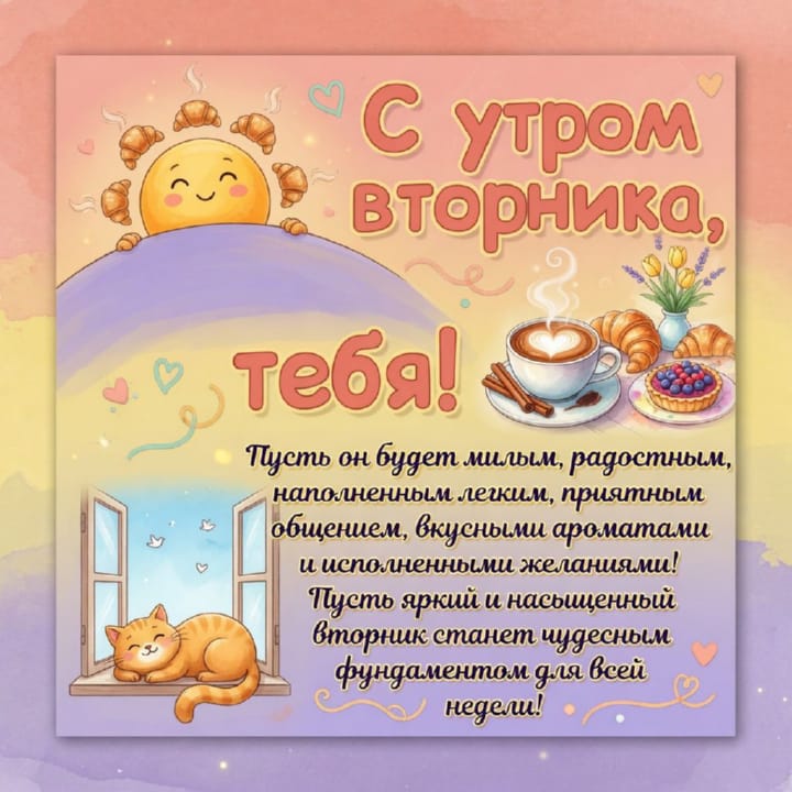с добрым утром вторника, открытка №10