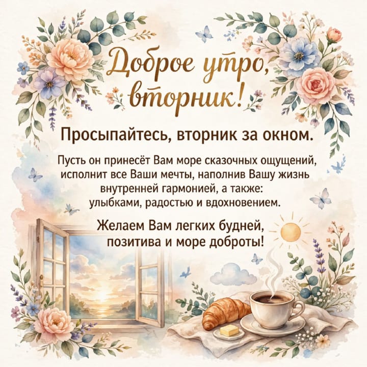 с добрым утром вторника, открытка №105