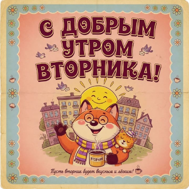с добрым утром вторника, открытка №109