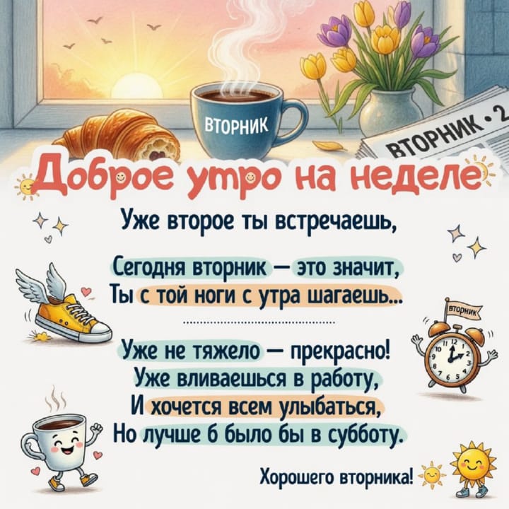 с добрым утром вторника, открытка №113