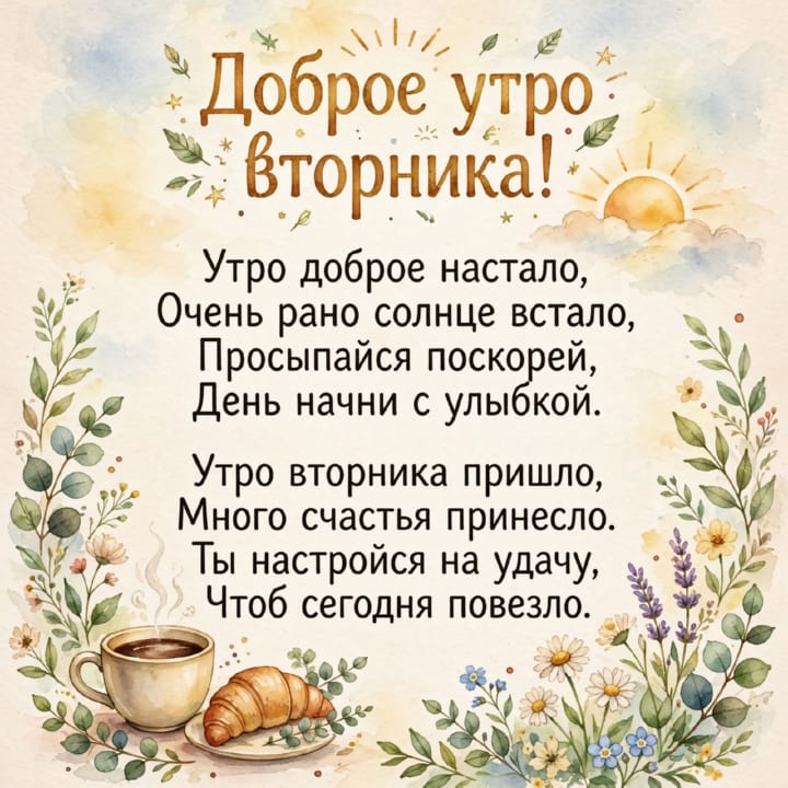 с добрым утром вторника, открытка №121