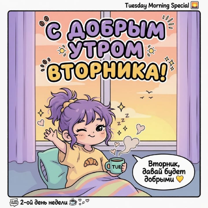 с добрым утром вторника, открытка №22