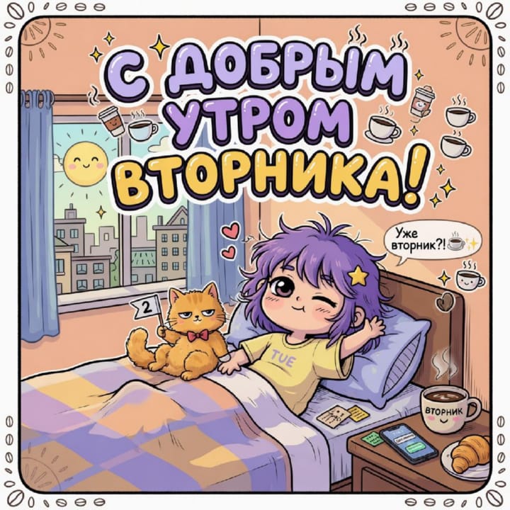 с добрым утром вторника, открытка №34