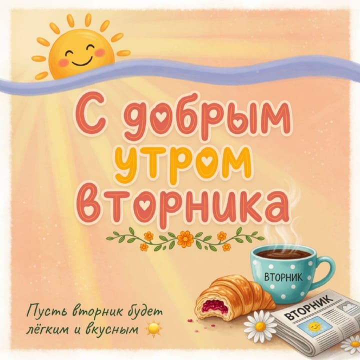 с добрым утром вторника, открытка №36
