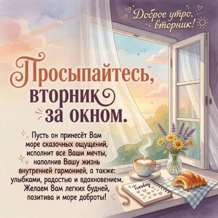 с добрым утром вторника, открытка №4