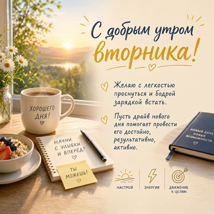 с добрым утром вторника, открытка №40
