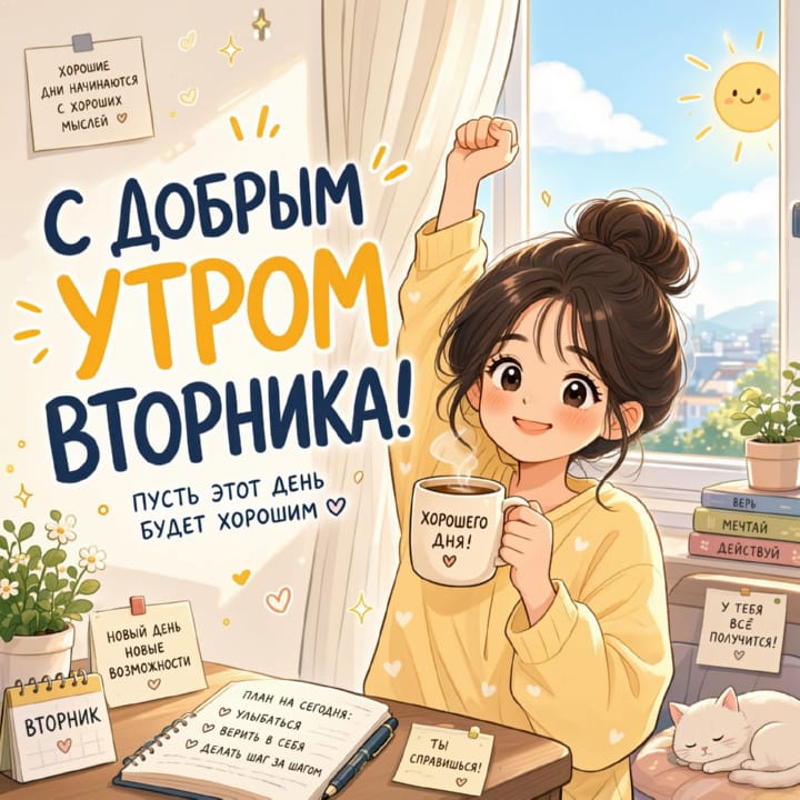с добрым утром вторника, открытка №41