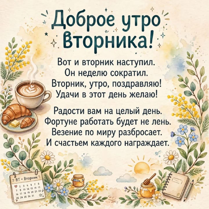 с добрым утром вторника, открытка №42