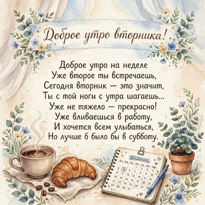 с добрым утром вторника, открытка №43