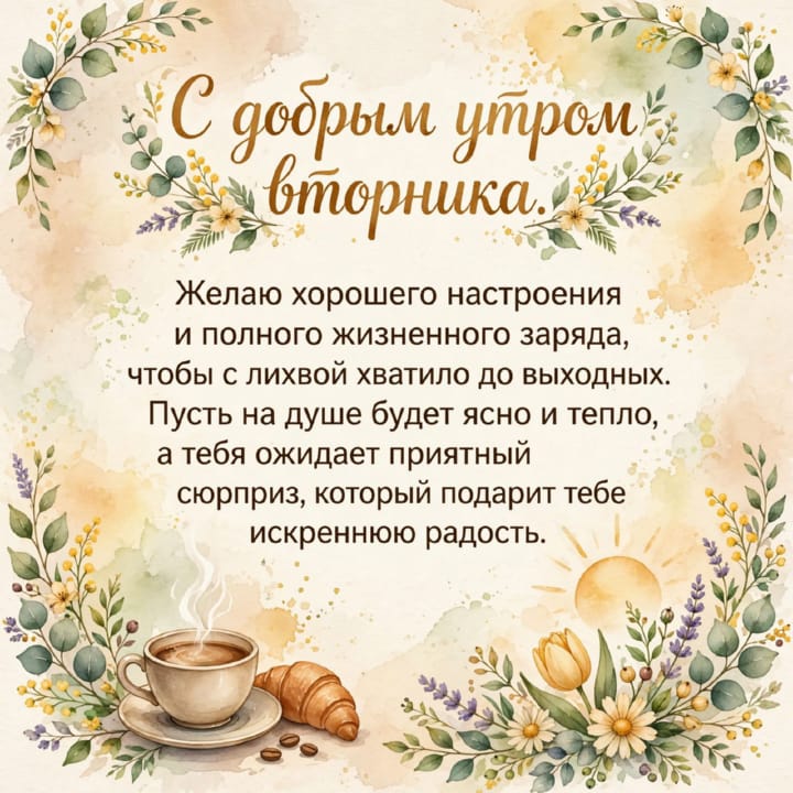 с добрым утром вторника, открытка №44