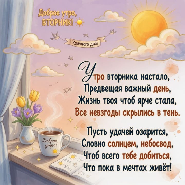 с добрым утром вторника, открытка №50