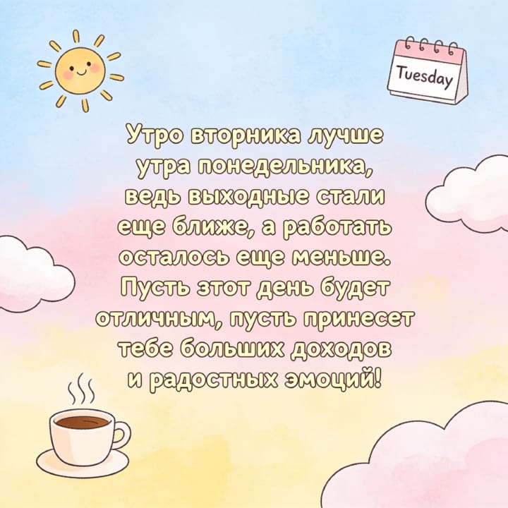 с добрым утром вторника, открытка №7