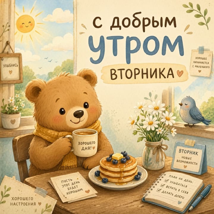 с добрым утром вторника, открытка №79