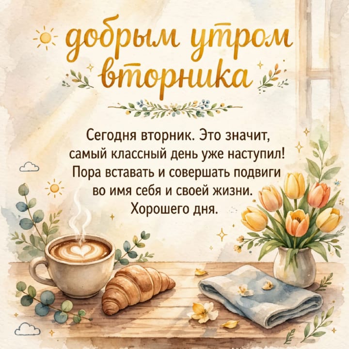 с добрым утром вторника, открытка №81