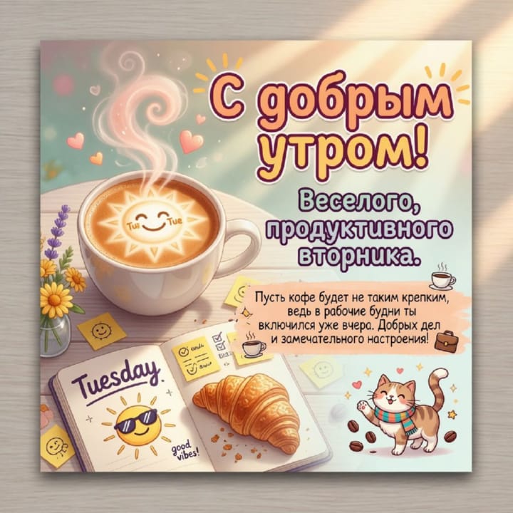 с добрым утром вторника, открытка №98