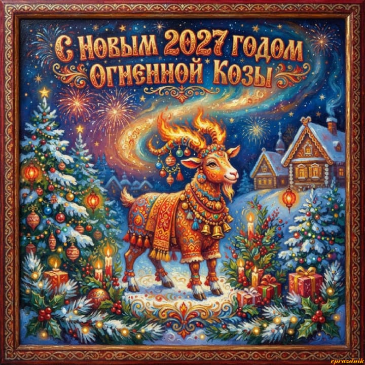 с Новым годом 2027 Огненной Козы, открытка №122