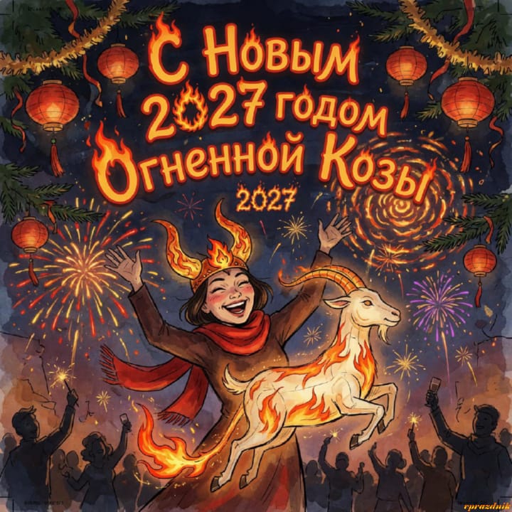 с Новым годом 2027 Огненной Козы, открытка №126