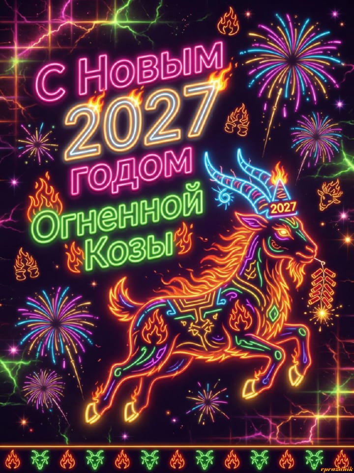 с Новым годом 2027 Огненной Козы, открытка №127