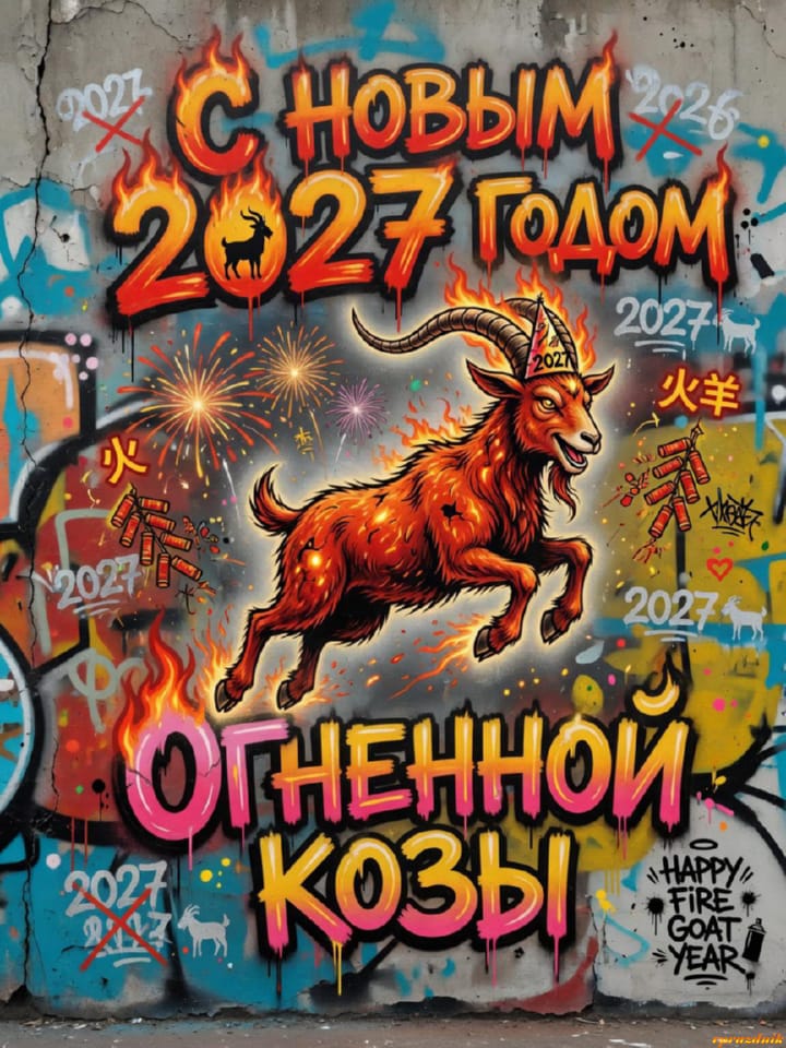 с Новым годом 2027 Огненной Козы, открытка №128