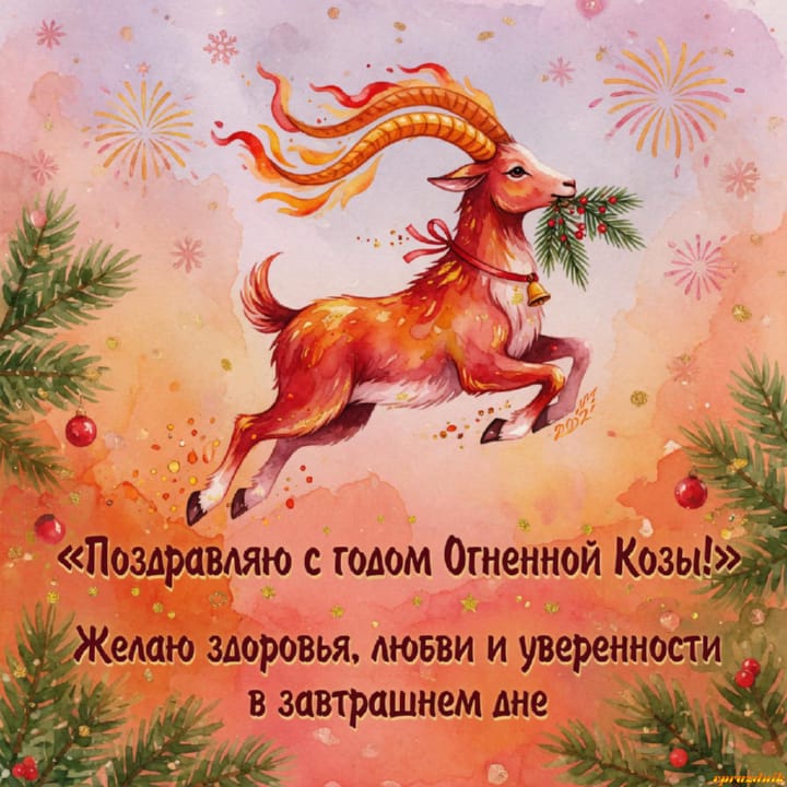 с Новым годом 2027 Огненной Козы, открытка №130
