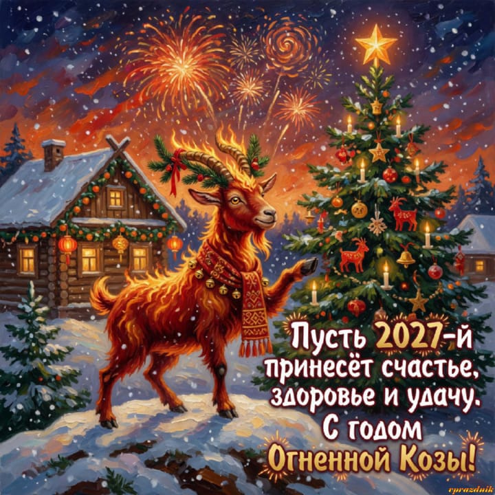 с Новым годом 2027 Огненной Козы, открытка №131