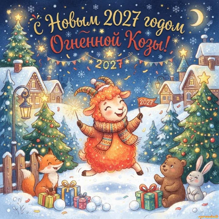 с Новым годом 2027 Огненной Козы, открытка №133