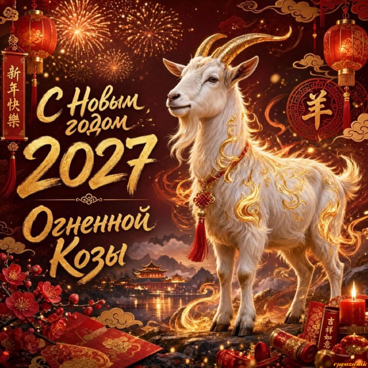 с Новым годом 2027 Огненной Козы, открытка №108