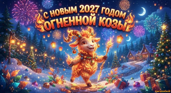 с Новым годом 2027 Огненной Козы, открытка №109
