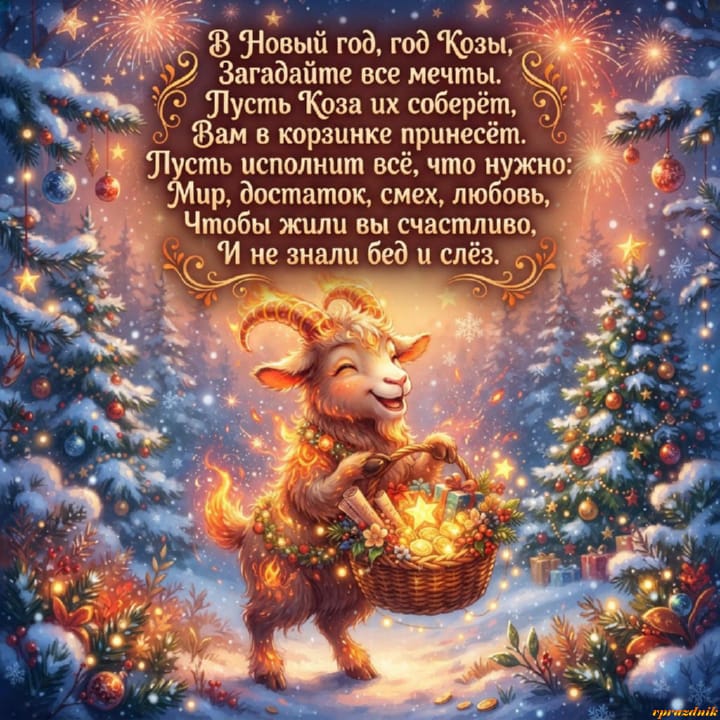 с Новым годом 2027 Огненной Козы, открытка №110