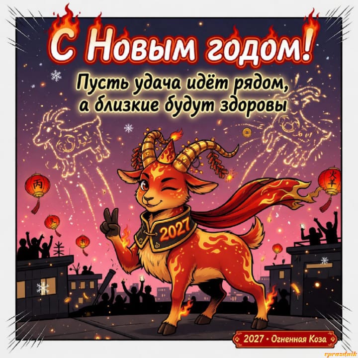 с Новым годом 2027 Огненной Козы, открытка №111